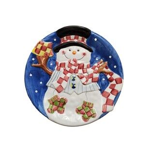 Vintage May Department Store Cookie Plate CHRISTMAS SNOWMAN PLATTER Holiday NEW